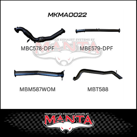 MANTA 3" TURBO BACK EXHAUST SYSTEM (DPF DELETE) FITS MAZDA BT-50 UR 3.2L TD 5CYL 2016-2020 - CAT/HOTDOG (MKMA0021)