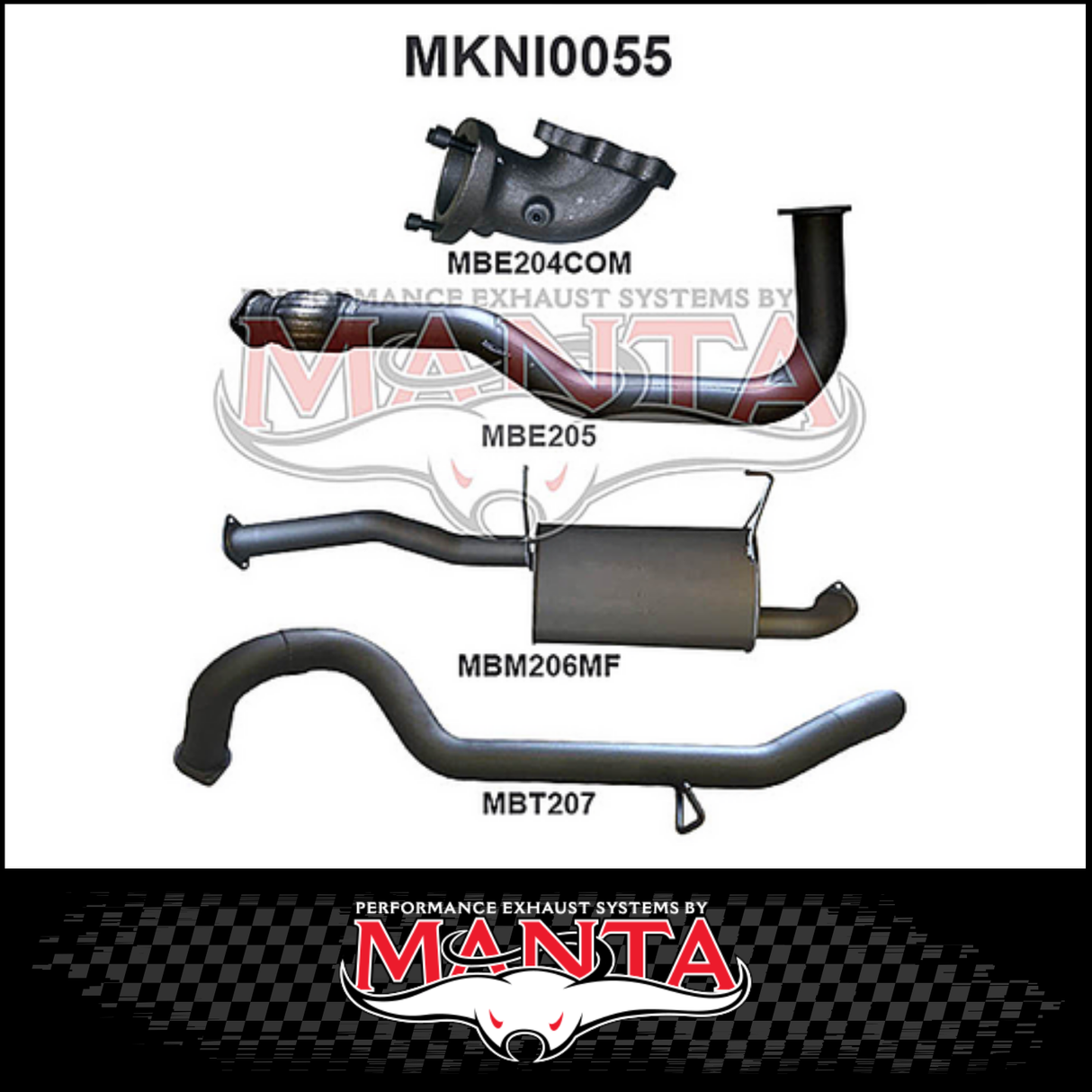 MANTA 3" TURBO BACK EXHAUST SYSTEM WITH CENTRE MUFFLER FITS NISSAN PATROL GU Y61 4.2L TD WAGON 5/1998-3/2007 (MKNI0055)