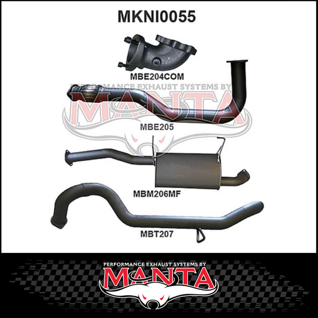MANTA 3" TURBO BACK EXHAUST SYSTEM WITH CENTRE MUFFLER FITS NISSAN PATROL GU Y61 4.2L TD WAGON 5/1998-3/2007 (MKNI0055)