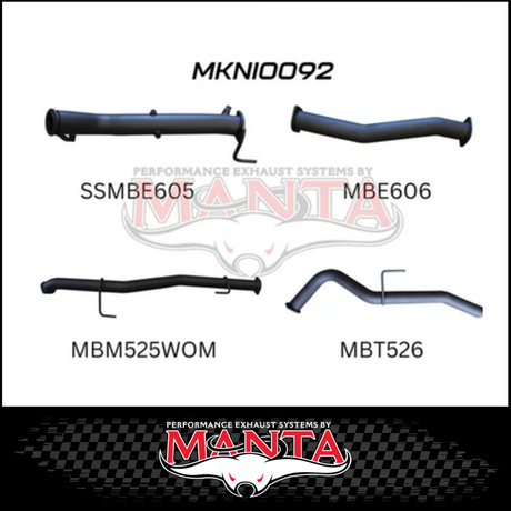 MANTA 3" TURBO BACK EXHAUST WITH NO CAT/NO MUFFLER FITS NISSAN NAVARA D23 NP300 2.3L TD 4CYL 2015-ON (MKNI0092)