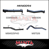 MANTA 3" TURBO BACK EXHAUST WITH NO CAT/HOTDOG FITS NISSAN NAVARA D23 NP300 2.3L TD 4CYL 2015-ON (MKNI0094)