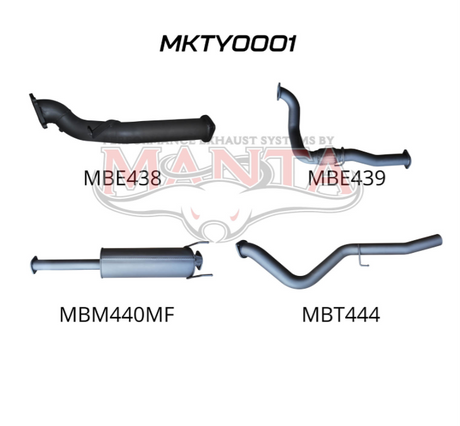 MANTA 3" TURBO BACK WITH MUFFLER EXHAUST SYSTEM FITS TOYOTA HILUX KZN165R 3.0L TD 1999-2005 (MKTY0001)