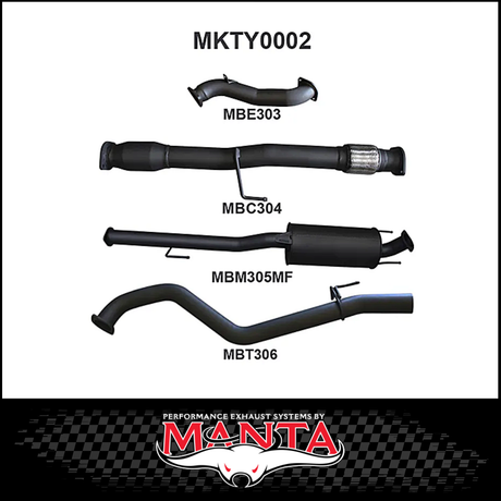 MANTA 3" STAINLESS STEEL TURBO BACK EXHAUST SYSTEM FITS TOYOTA HILUX KUN26R N70 3.0L 4CYL 2005-2015
