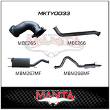 MANTA 3" TURBO BACK EXHAUST SYSTEM WITH 2 MUFFLERS FITS TOYOTA LANDCRUISER HDJ100R 4.2L 1HD TURBO 1998-2007 (MKTY0033)