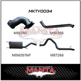 MANTA 3" TURBO BACK EXHAUST SYSTEM WITH 1 MUFFLER FITS TOYOTA LANDCRUISER HDJ100R 4.2L 1HD TURBO 1998-2007 (MKTY0034)