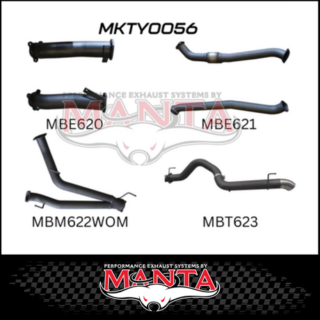 MANTA 3" TWIN INTO SINGLE 4" STAINLESS STEEL TURBO BACK EXHAUST SYSTEM FITS TOYOTA LANDCRUISER VDJ200R 2007-2015