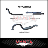 MANTA 3" TURBO BACK EXHAUST SYSTEM NO CAT WITH MUFFLERS FITS TOYOTA PRADO KDJ120R KDJ150R 3.0L 4CYL 9/2007-9/2015 (MKTY0060)