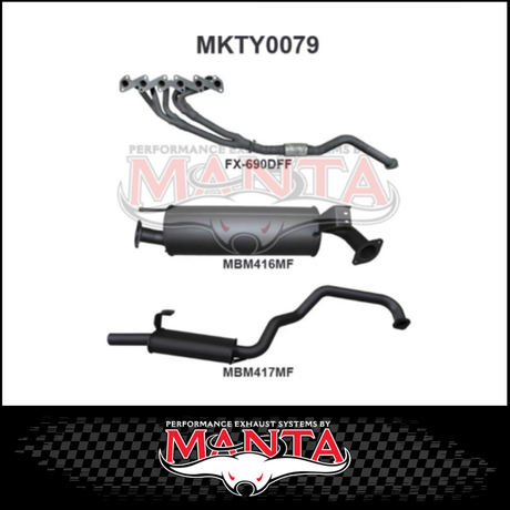 MANTA STAINLESS STEEL EXTRACTORS & 2.5"  EXHAUST SYSTEM FITS TOYOTA LANDCRUISER HZJ105R 4.2L 1HZ 1998-2007