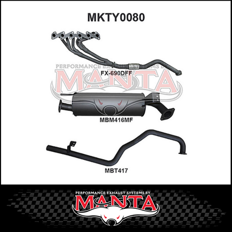 MANTA STAINLESS STEEL EXTRACTORS & 2.5"  EXHAUST SYSTEM FITS TOYOTA LANDCRUISER HZJ105R 4.2L 1HZ 1998-2007