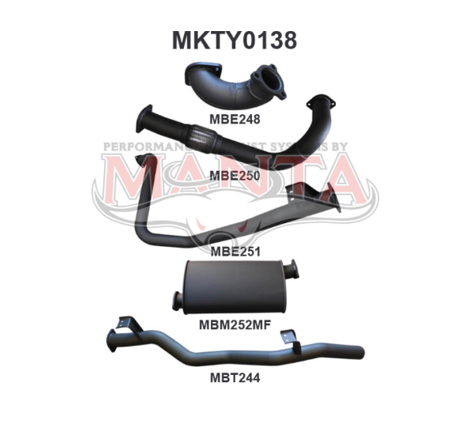 MANTA 3" TURBO BACK EXHAUST SYSTEM WITH MUFFLER FITS TOYOTA LANDCRUISER HZJ79R 4.2L 1HZ WITH DTS TURBO 1999-2007 (MKTY0138)