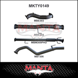MANTA 3" STAINLESS STEEL TURBO BACK EXHAUST SYSTEM FITS TOYOTA HILUX KUN26R N70 3.0L 4CYL 2005-2015