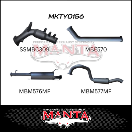 MANTA 3" TURBO BACK EXHAUST (CAT/MUFFLER) FITS TOYOTA PRADO GDJ150R 2.8L 6/2015-ON (MKTY0156)