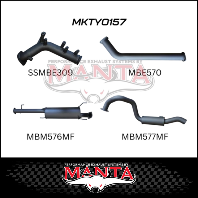 MANTA 3" TURBO BACK EXHAUST (NO CAT/MUFFLER) FITS TOYOTA PRADO GDJ150R 2.8L 6/2015-ON (MKTY0157)