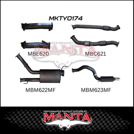 MANTA 3" TWIN INTO SINGLE 4" STAINLESS STEEL TURBO BACK EXHAUST SYSTEM FITS TOYOTA LANDCRUISER VDJ200R 2007-2015