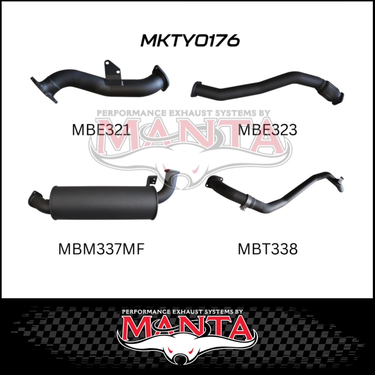 MANTA 3" TURBO BACK EXHAUST SYSTEM WITH MUFFLER FITS TOYOTA LANDCRUISER HZJ80R 4.2L 1HZ DIESEL WITH CT26 TURBO 1990-1997 (MKTY0176)