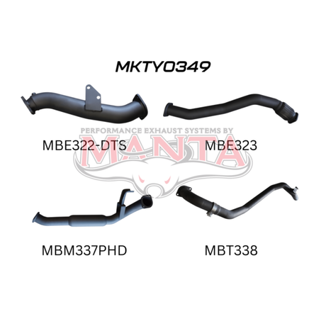 MANTA 3" TURBO BACK EXHAUST SYSTEM WITH HOTDOG FITS TOYOTA LANDCRUISER HZJ80R 4.2L 1HZ DIESEL WITH DTS TURBO 1990-1997 (MKTY0349)
