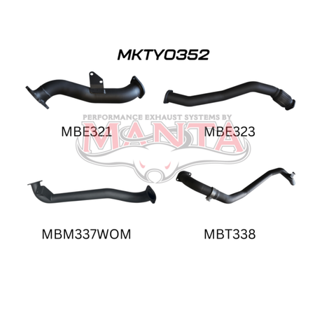 MANTA 3" TURBO BACK EXHAUST SYSTEM WITH PIPE ONLY FITS TOYOTA LANDCRUISER HZJ80R 4.2L 1HZ DIESEL WITH CT26 TURBO 1990-1997 (MKTY0352)
