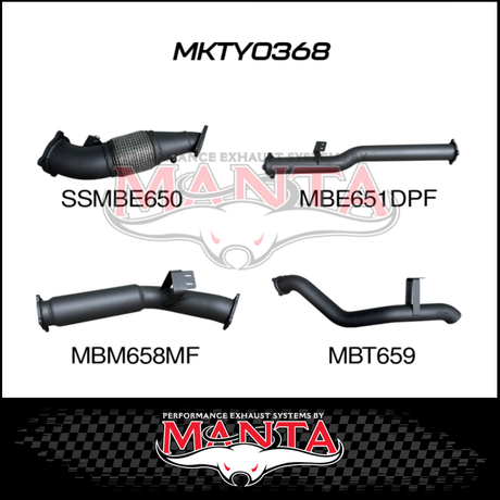MANTA 4" STAINLESS STEEL TURBO BACK EXHAUST SYSTEM (DPF DELETE) FITS TOYOTA LANDCRUISER VDJ76R 4.5L V8 2016-2025