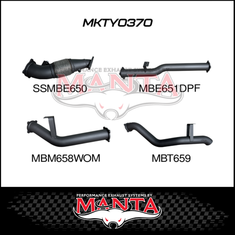 MANTA 4" STAINLESS STEEL TURBO BACK EXHAUST SYSTEM (DPF DELETE) FITS TOYOTA LANDCRUISER VDJ76R 4.5L V8 2016-2025