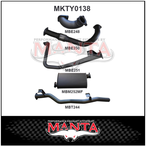 MANTA 3" TURBO BACK EXHAUST SYSTEM WITH MUFFLER FITS TOYOTA LANDCRUISER HZJ79R 4.2L 1HZ WITH DTS TURBO 1999-2007 (MKTY0138)