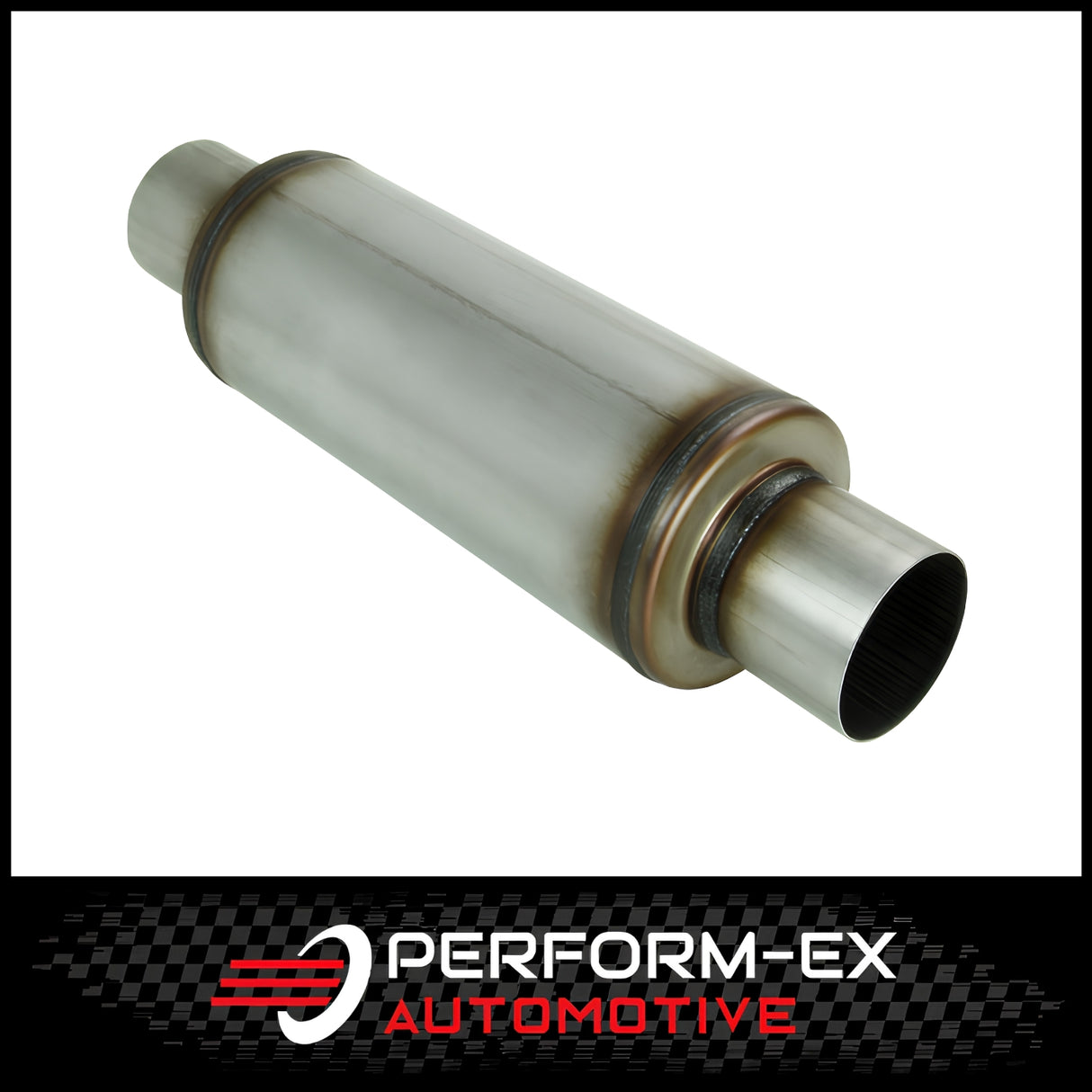UNIVERSAL STAINLESS STEEL MUFFLER 3" CENTRE/CENTRE - 12" LONG X 5" ROUND - MEGA FLOW (N818M-409)