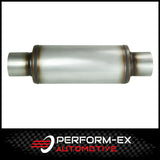 UNIVERSAL STAINLESS STEEL MUFFLER 3.5" CENTRE/CENTRE - 14" LONG X 5" ROUND - MEGA FLOW (N926M-409)