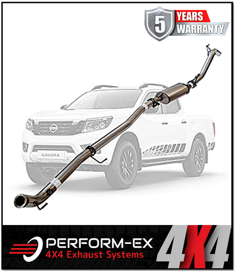 PERFORM-EX 3" STAINLESS STEEL TURBO BACK EXHAUST SYSTEM FITS NISSAN NAVARA D23 NP300 2.3L TD 4CYL 2015-ON - NO CAT/MUFFLER (N