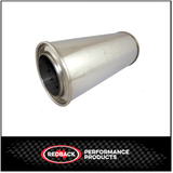 UNIVERSAL 304 STAINLESS STEEL MUFFLER 4" CENTRE/CENTRE - 14" LONG X 6" ROUND - MEGA FLOW (O1026MN-304)