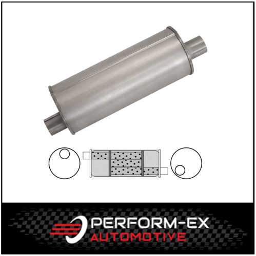 UNIVERSAL MUFFLER 2" OFFSET/OFFSET LHR - 16" LONG X 6" ROUND - TRIFLOW (O536L)