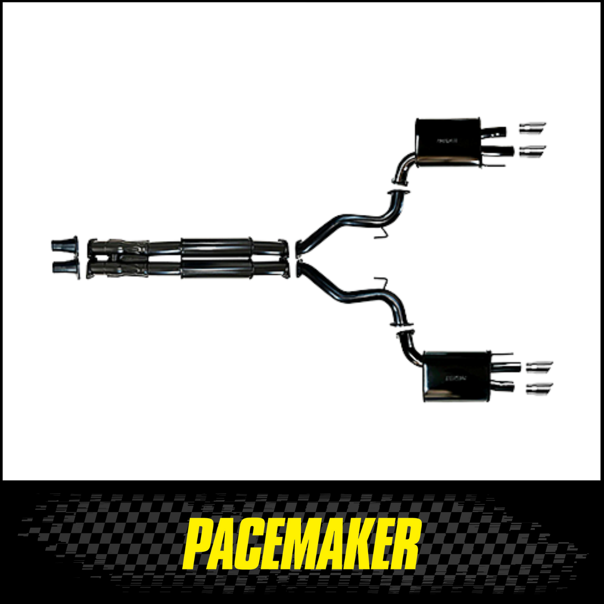 PACEMAKER 3" CAT BACK EXHAUST WITH QUAD TIPS FITS FORD MUSTANG FN 6TH GEN 5.0L V8 COYOTE 2018-2023 (PP4178-55)
