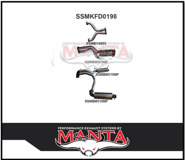 MANTA 3" DUAL CATBACK EXHAUST SYSTEM WITH MUFFLER/MUFFLER FITS FORD FALCON FPV FG SEDAN 5.0L SUPERCHARGED V8 (SSMKFD0198)