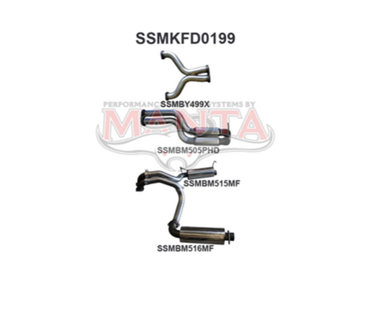 MANTA 3" DUAL CATBACK EXHAUST SYSTEM WITH HOTDOG/MUFFLER FITS FORD FALCON FPV FG SEDAN 5.0L SUPERCHARGED V8 (SSMKFD0199)
