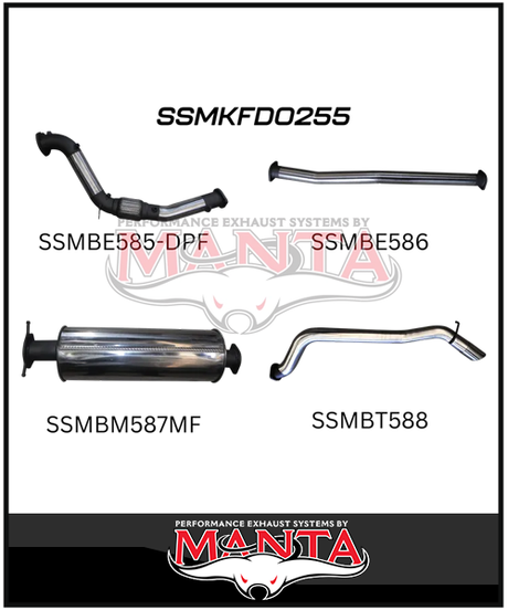 MANTA 3" TURBO BACK EXHAUST SYSTEM WITH SIDE EXIT (DPF DELETE) FITS FORD RANGER PXII PXIII 3.2L TD 10/2016-2022