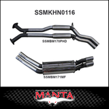 MANTA CAT BACK EXHAUST SYSTEM FITS HOLDEN COMMODORE VT VX VY VZ 5.7L 6.0L V8 SEDAN (SSMKHN0116)
