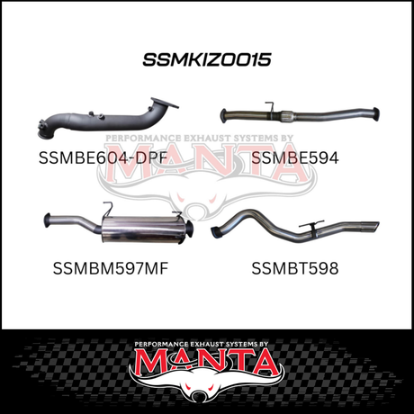 MANTA 3" TURBO BACK EXHAUST SYSTEM (DPF DELETE) FITS ISUZU D-MAX TF 3.0L TD 4CYL 2016-6/2020