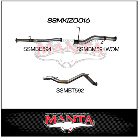 MANTA 3" STAINLESS STEEL DPF BACK EXHAUST SYSTEM FITS ISUZU MU-X UCS UCR 3.0L 4JJ1 2016-6/2021 - PIPE ONLY (SSMKIZ0016)