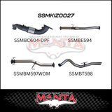 MANTA 3" TURBO BACK EXHAUST SYSTEM (DPF DELETE) FITS ISUZU D-MAX TF 3.0L TD 4CYL 2016-6/2020