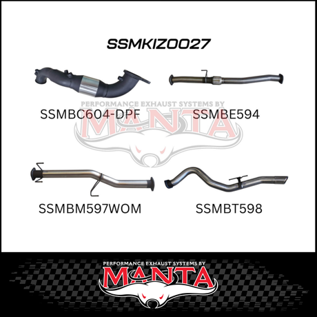 MANTA 3" TURBO BACK EXHAUST SYSTEM (DPF DELETE) FITS ISUZU D-MAX TF 3.0L TD 4CYL 2016-6/2020