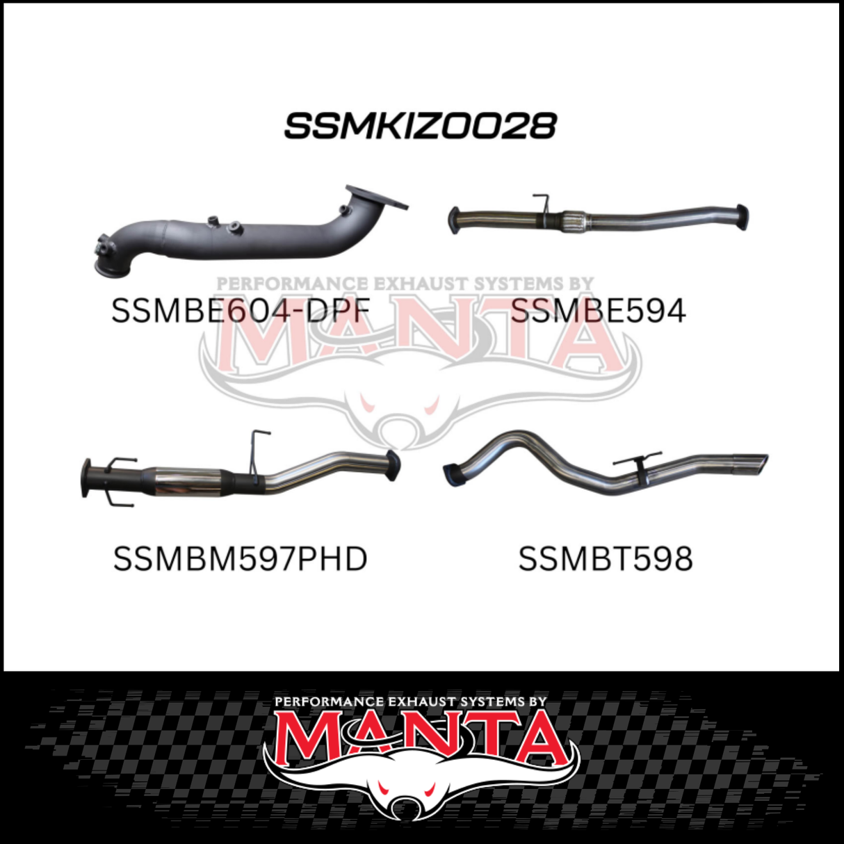MANTA 3" TURBO BACK EXHAUST SYSTEM (DPF DELETE) FITS ISUZU D-MAX TF 3.0L TD 4CYL 2016-6/2020