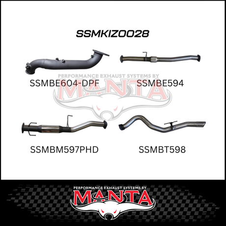 MANTA 3" TURBO BACK EXHAUST SYSTEM (DPF DELETE) FITS ISUZU D-MAX TF 3.0L TD 4CYL 2016-6/2020