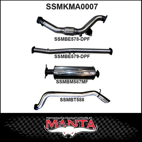 MANTA 3" TURBO BACK EXHAUST SYSTEM (DPF DELETE) FITS MAZDA BT-50 UR 3.2L TD 5CYL 2016-2020 - CAT/HOTDOG (MKMA0021)