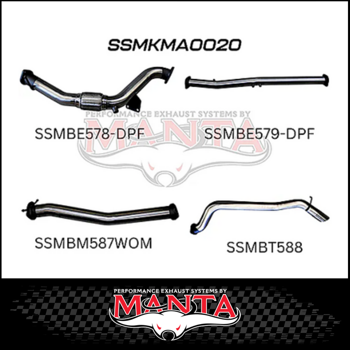 MANTA 3" TURBO BACK EXHAUST SYSTEM (DPF DELETE) FITS MAZDA BT-50 UR 3.2L TD 5CYL 2016-2020