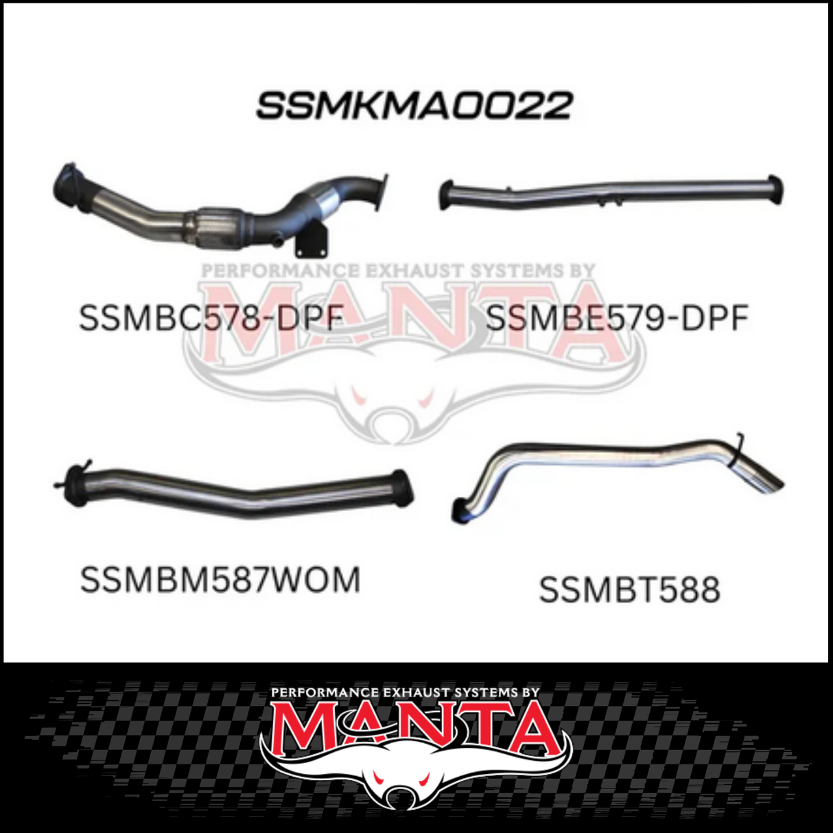 MANTA 3" TURBO BACK EXHAUST SYSTEM (DPF DELETE) FITS MAZDA BT-50 UR 3.2L TD 5CYL 2016-2020