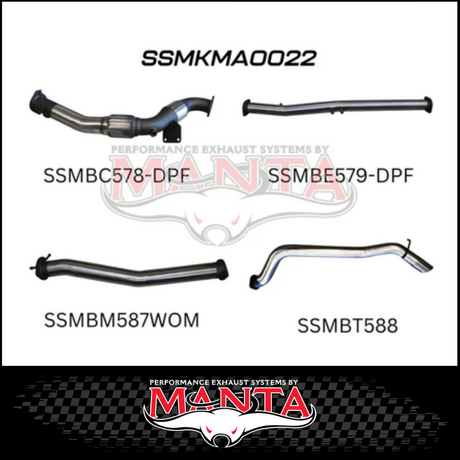 MANTA 3" TURBO BACK EXHAUST SYSTEM (DPF DELETE) FITS MAZDA BT-50 UR 3.2L TD 5CYL 2016-2020 - CAT/HOTDOG (MKMA0021)