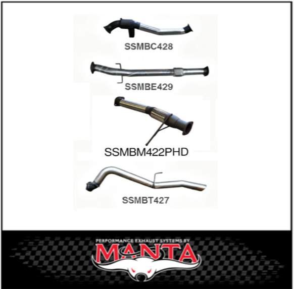 MANTA 3" STAINLESS STEEL TURBO BACK EXHAUST SYSTEM (DPF DELETE) FITS MITSUBISHI TRITON MQ MR 2.4L 4N15 3/2015-12/2023