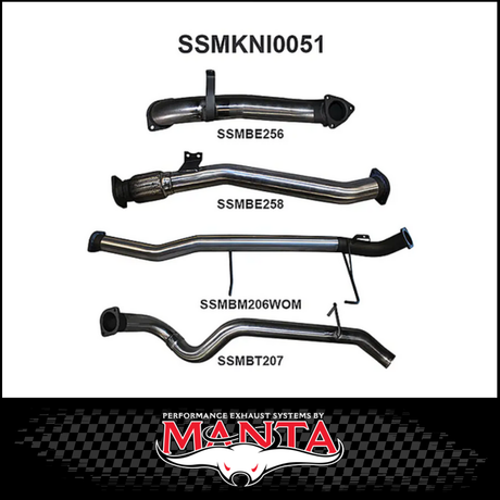 MANTA 3" STAINLESS STEEL TURBO BACK EXHAUST WITH NO CAT/PIPE ONLYFITS NISSAN PATROL Y61 GU 3.0L TD WAGON 2007-2016 (SSMKNI0051)