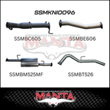 MANTA 3" TURBO BACK EXHAUST NO CAT/WITH MUFFLER FITS NISSAN NAVARA D23 NP300 2.3L TD 4CYL 2015-ON (SSMKNI0096)