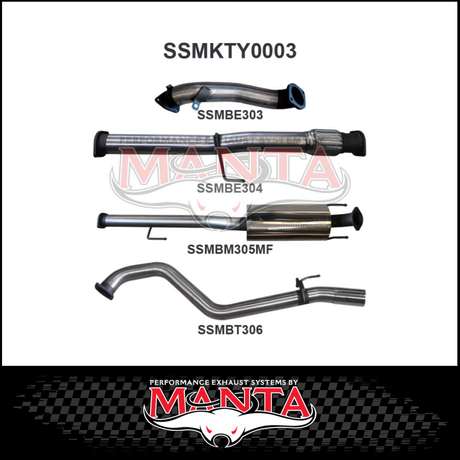 MANTA 3" STAINLESS STEEL TURBO BACK EXHAUST SYSTEM FITS TOYOTA HILUX KUN26R N70 3.0L 4CYL 2005-2015