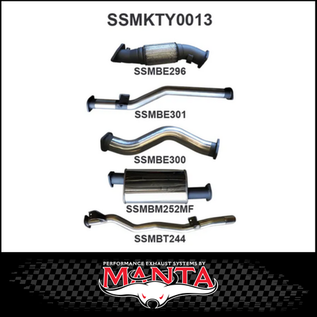 MANTA 3" STAINLESS STEEL TURBO BACK EXHAUST SYSTEM FITS TOYOTA LANDCRUISER VDJ79R 4.5L V8 DUAL CAB 2012-2016