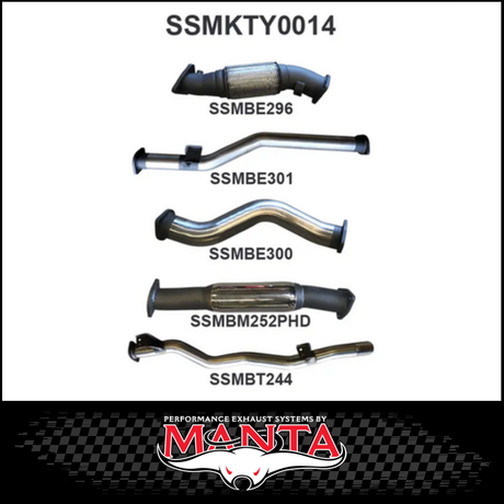 MANTA 3" STAINLESS STEEL TURBO BACK EXHAUST SYSTEM FITS TOYOTA LANDCRUISER VDJ79R 4.5L V8 DUAL CAB 2012-2016